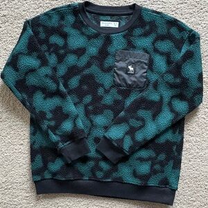 Abercrombie Kids Fleece Teal + Black camouflage crewneck Fleece size 13/14
